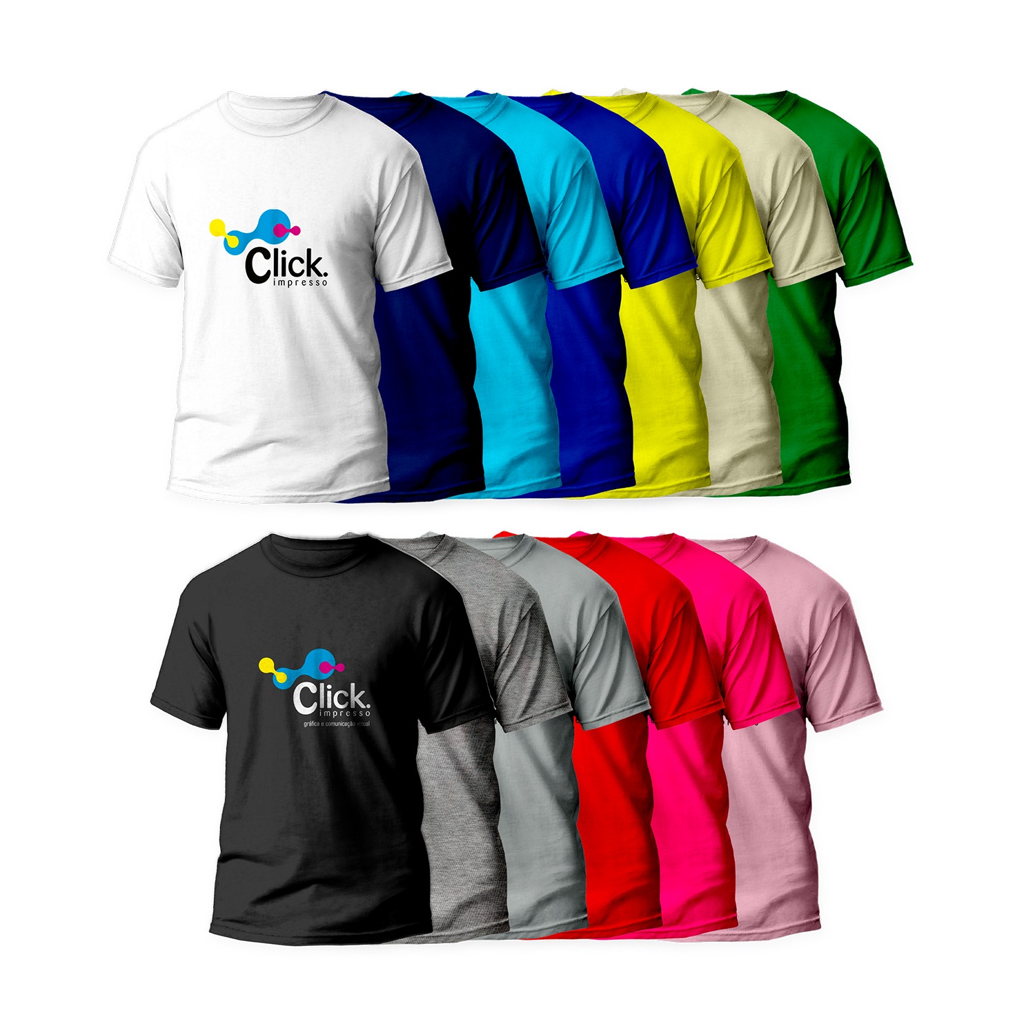 Camiseta em Algodão Fio 30.1, impressão 4 cores, Escolha sua cor e tamanho.